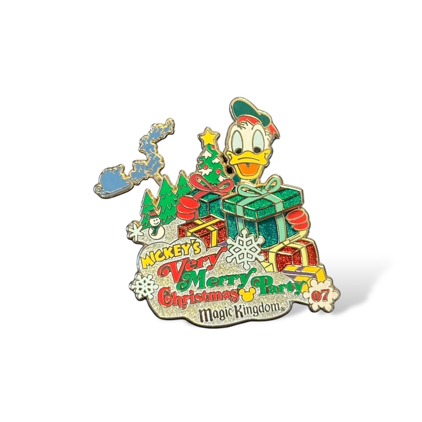 WDW Mickey's Very Merry Christmas Party 2007 Donald Duck & Gifts Pin