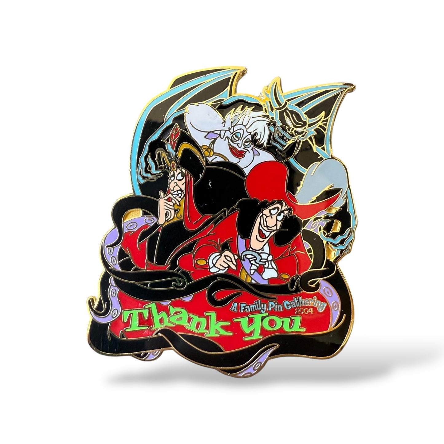 WDW A Family Pin Gathering Ursula, Chernabog, Captain Hook, and Jafar Thank You Pin