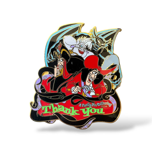 WDW A Family Pin Gathering Ursula, Chernabog, Captain Hook, and Jafar Thank You Pin