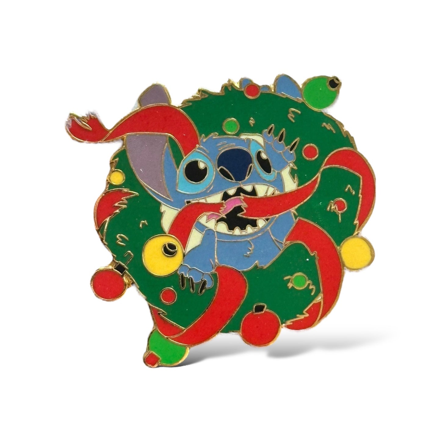 Disney Shopping Mickeys Christmas Mystery Stitch Wreath Pin