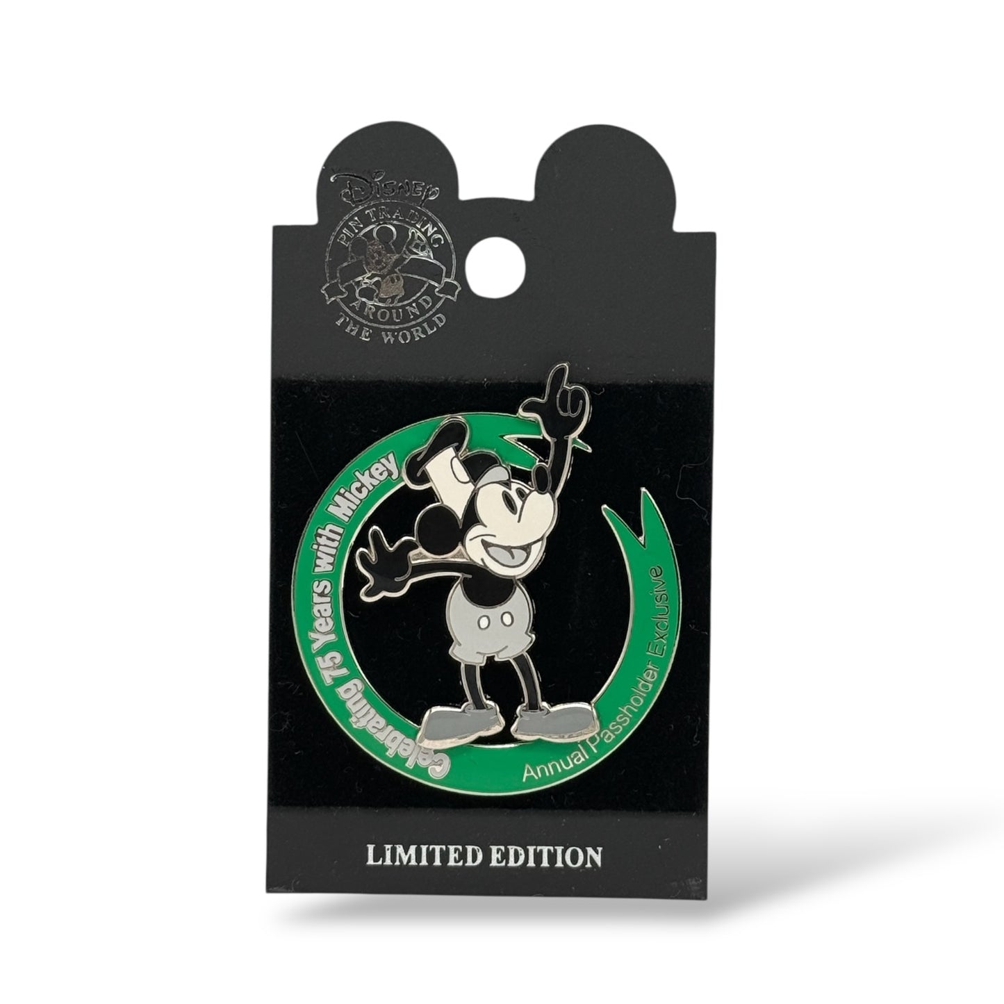 DLR Annual Passholder Mickey 75th Anniversary Steamboat Willie Pin