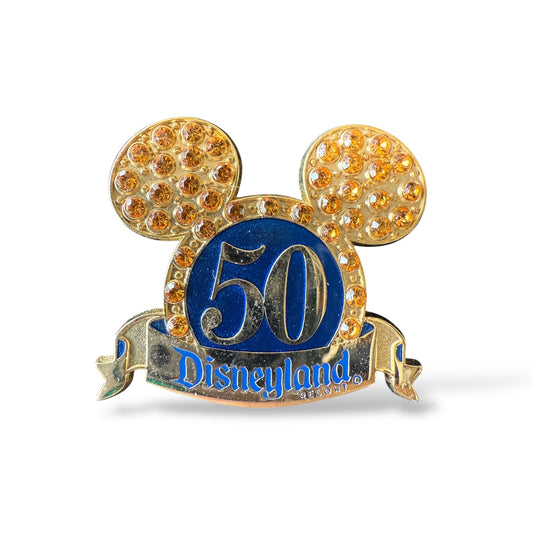 DLR Happiest Homecoming On Earth Jeweled Disneyland 50th Logo Pin