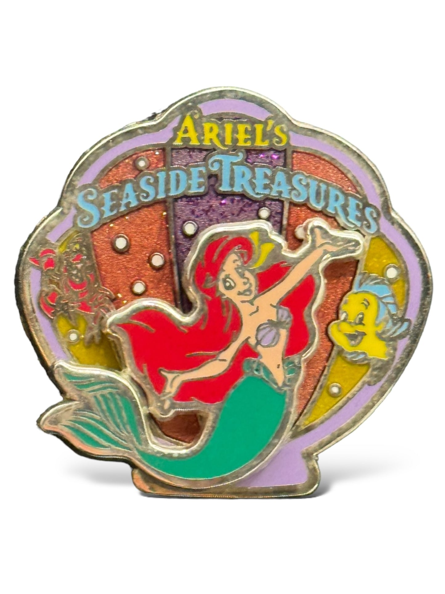 TDR Ariels Seaside Treasures Ariel and Flounder Shell Pin