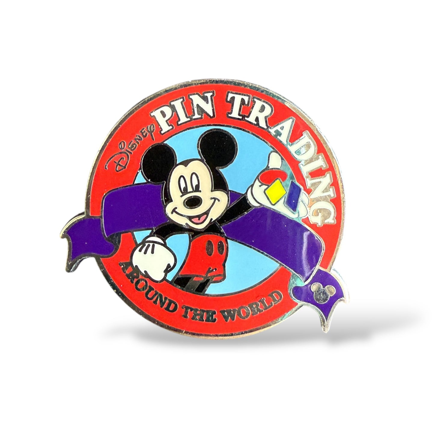 Cast Lanyard Pin Trading Around The World Logo Mickey Red Completer Hidden Mickey Pin
