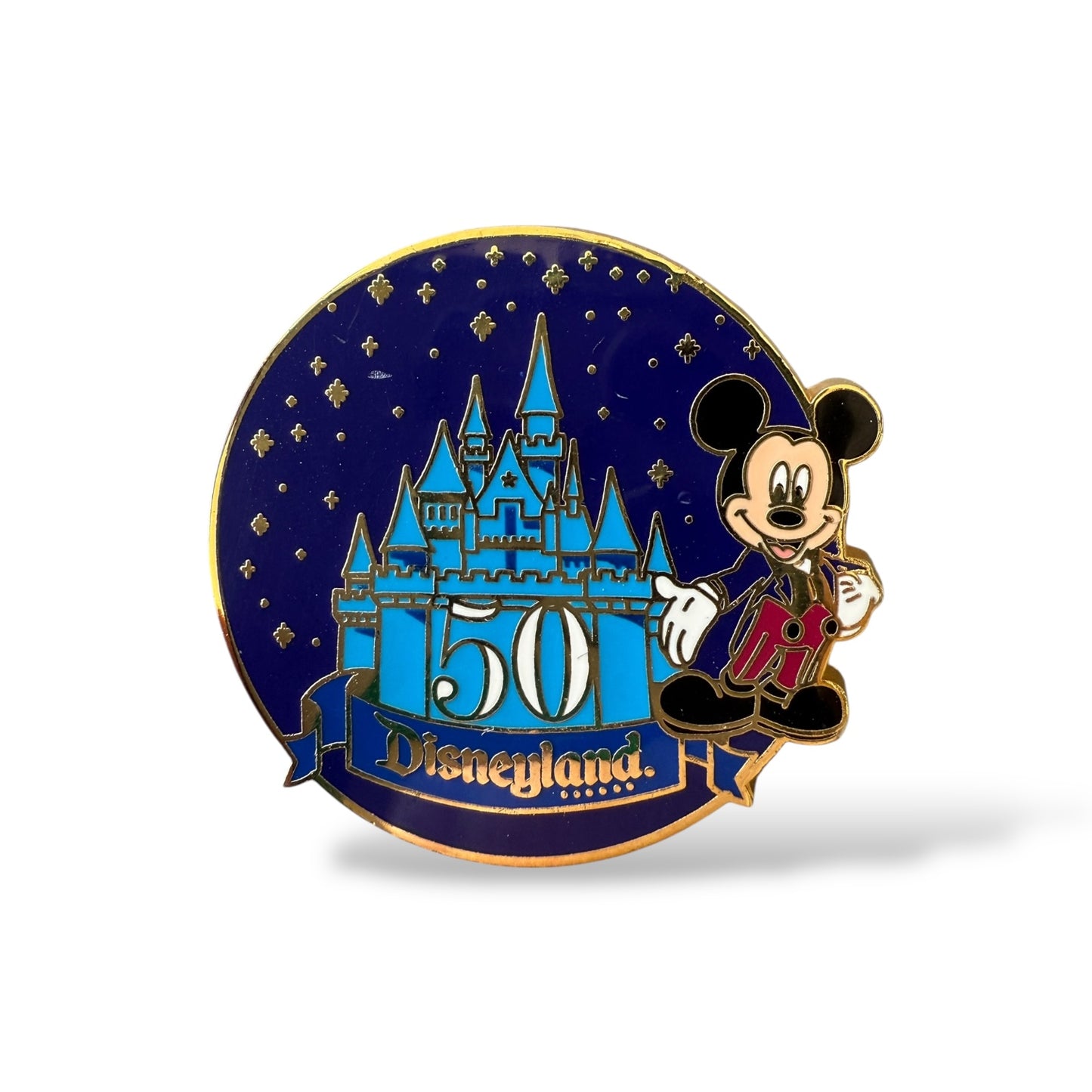 DLR Walt Disney Travel Company Mickey with Castle Disneyland 50th Anniversary Pin