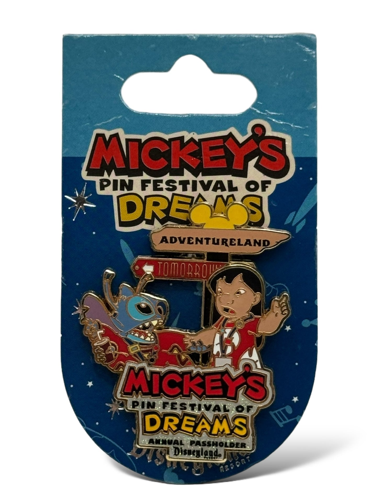 DLR Mickey's Pin Festival of Dreams Passholder Exclusive Lilo and Stitch Pin