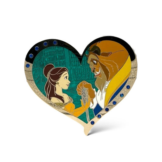 WDI Valentine Jeweled Heart Beauty and The Beast Pin