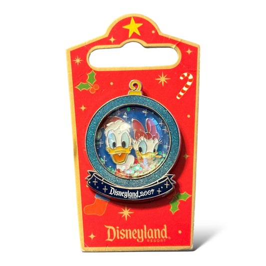 DLR Holiday Snow Globe Donald and Daisy Pin