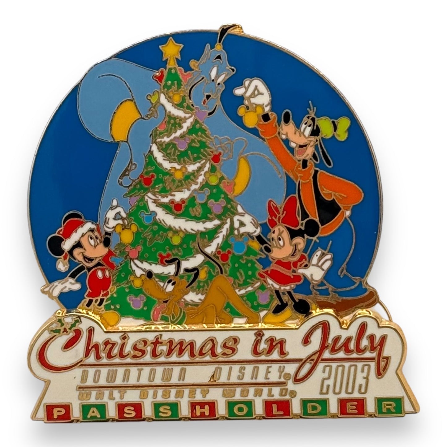 WDW Christmas in July 2003 Annual Passholder Goofy, Mickey, Minnie, Pluto & Genie Pin