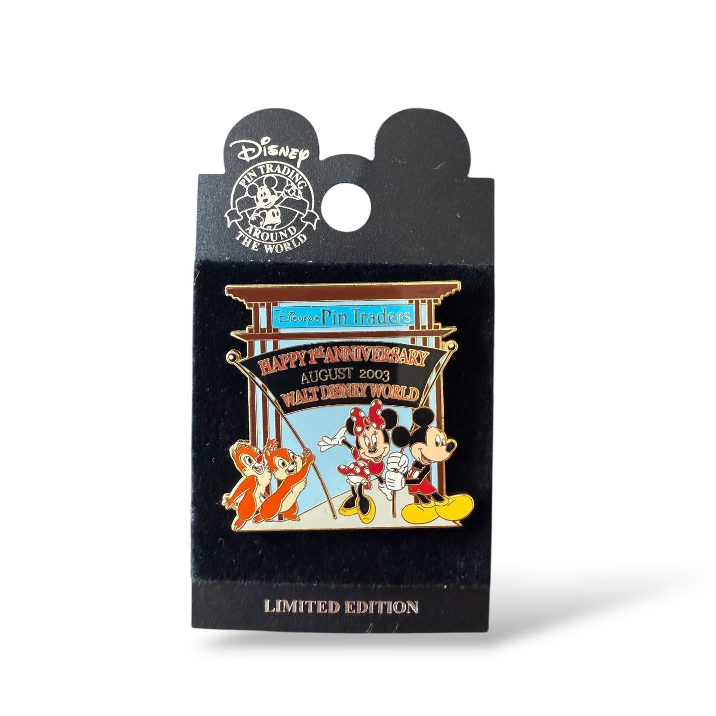 WDW Disney Pin Traders First Anniversary Mickey, Minnie, Chip n' Dale Pin