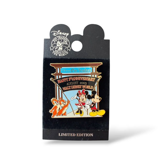 WDW Disney Pin Traders First Anniversary Mickey, Minnie, Chip n' Dale Pin