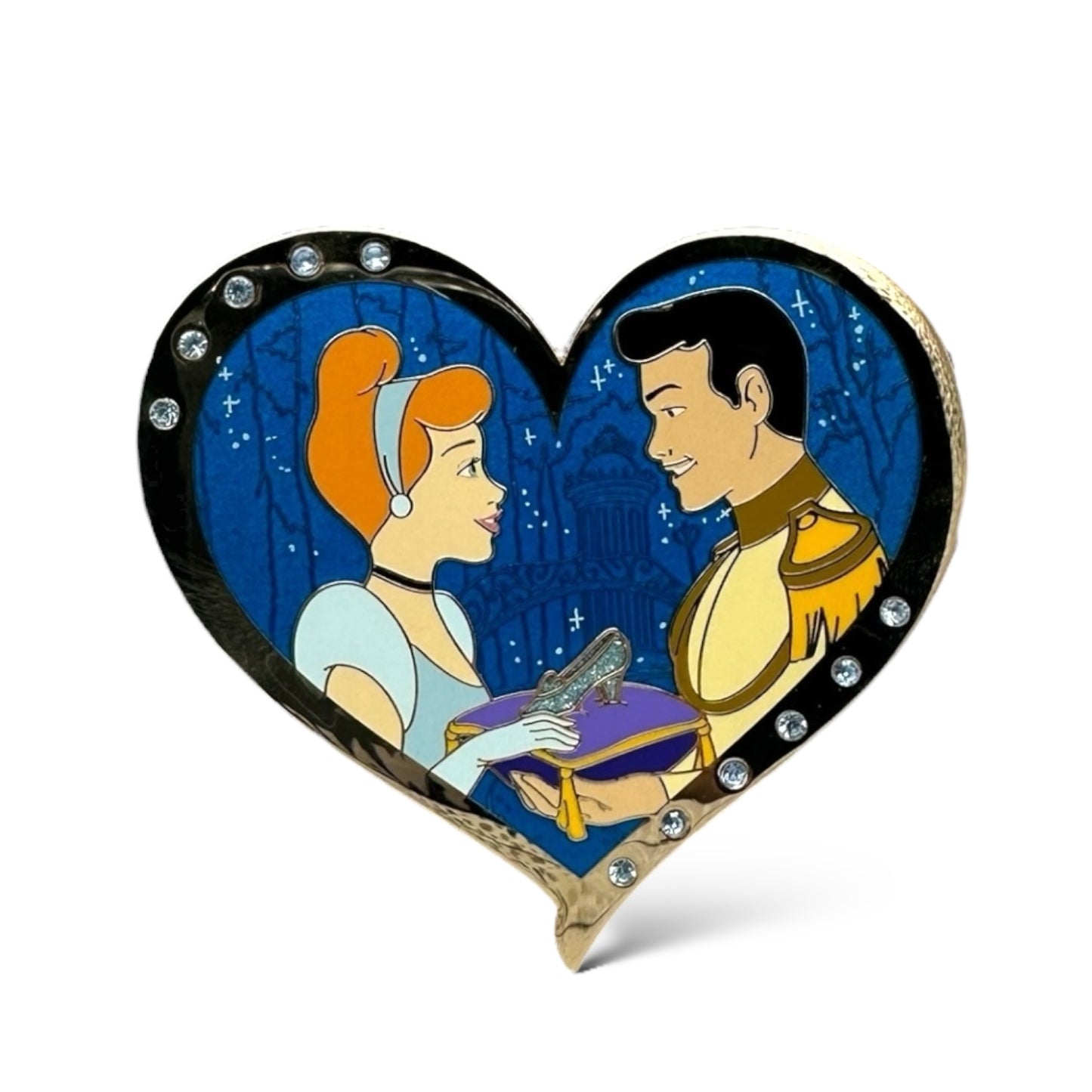 WDI Valentine Jeweled Heart Cinderella and Prince Charming Pin