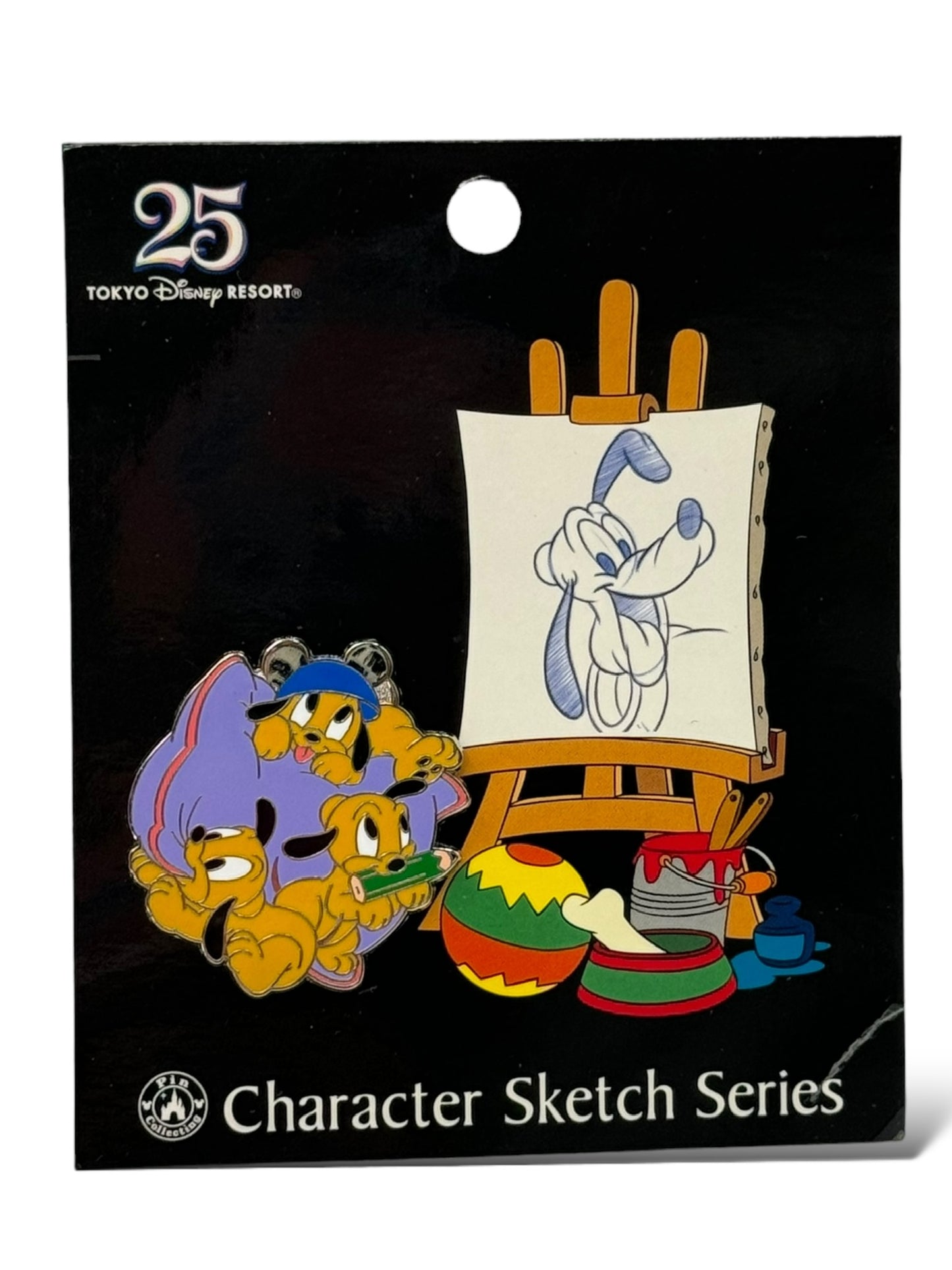 TDR 25th Anniversary Character Sketch Pluto Puppies Pin