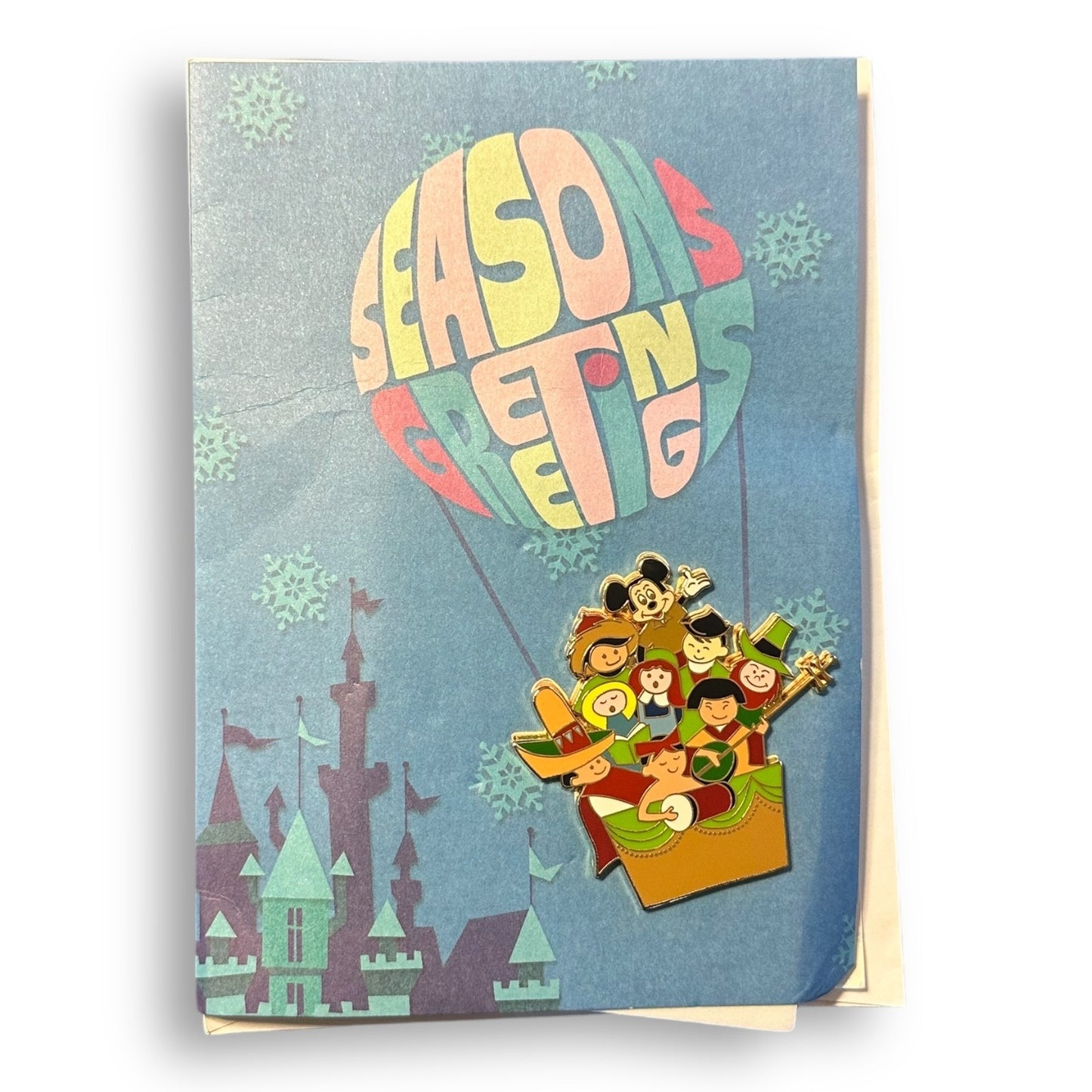 WDW Nostalgic Christmas Card Spectacle of Pins 2002 Small World Seasons Greetings Pin