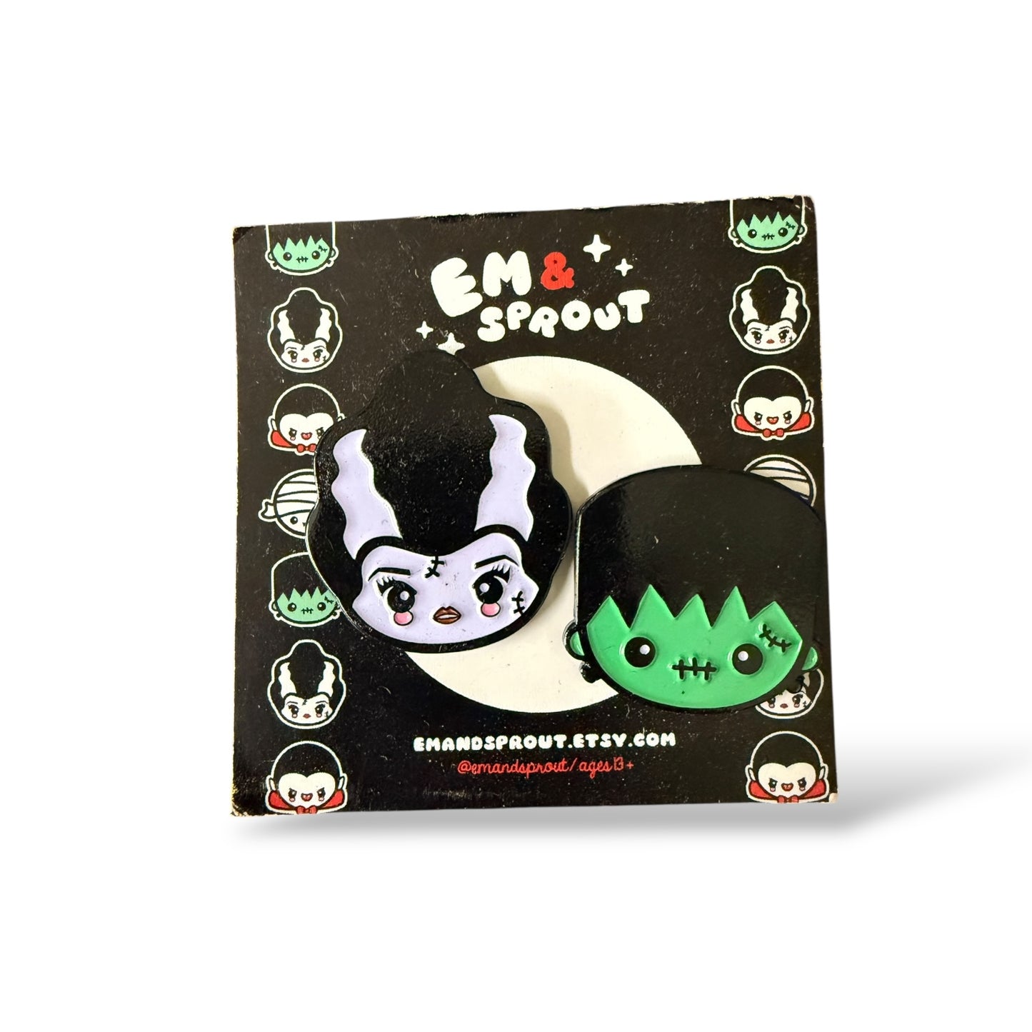 Em & Sprout Frankenstein and Bride 2 Pin Set