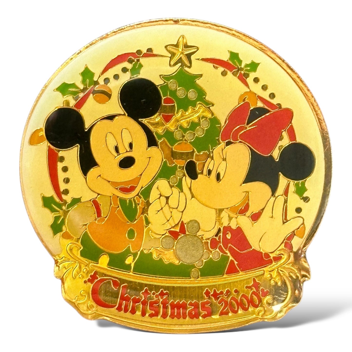 JDS Christmas 2000 Mickey & Minnie Mouse Snow Globe Pin