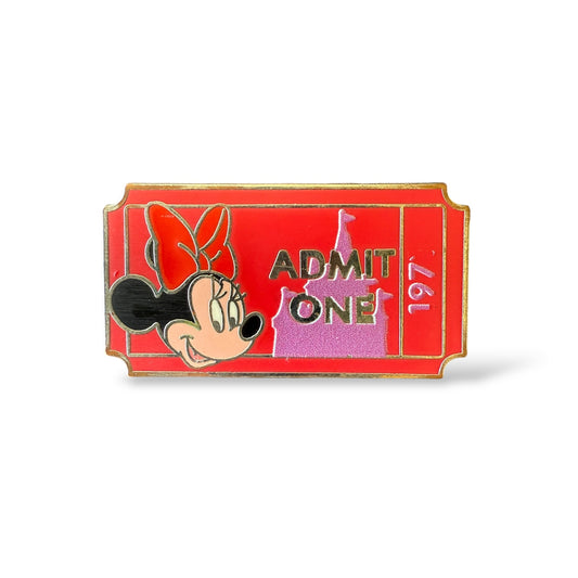 *Damaged* Cast Lanyard WDW Admit One Ticket Minnie Hidden Mickey Pin