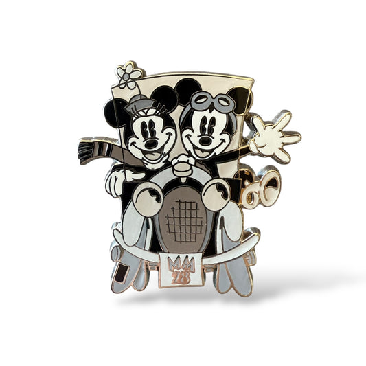 DLR Walt Disney Travel Company Black and White Mickey and Minnie Driving Pin