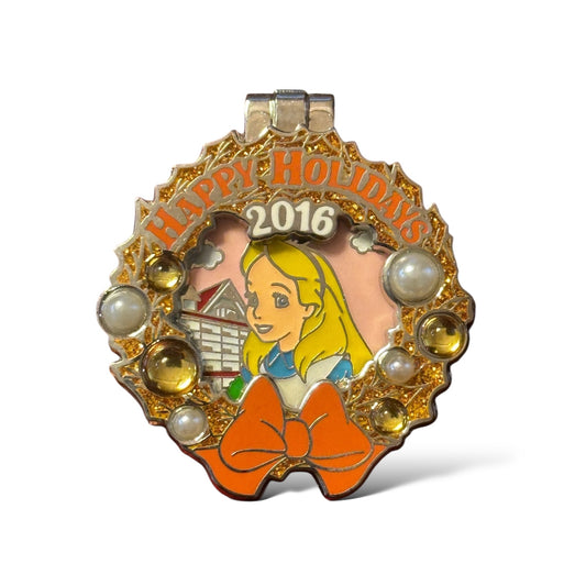 WDW Resort Holiday Wreath Alice Grand Floridian Resort Pin