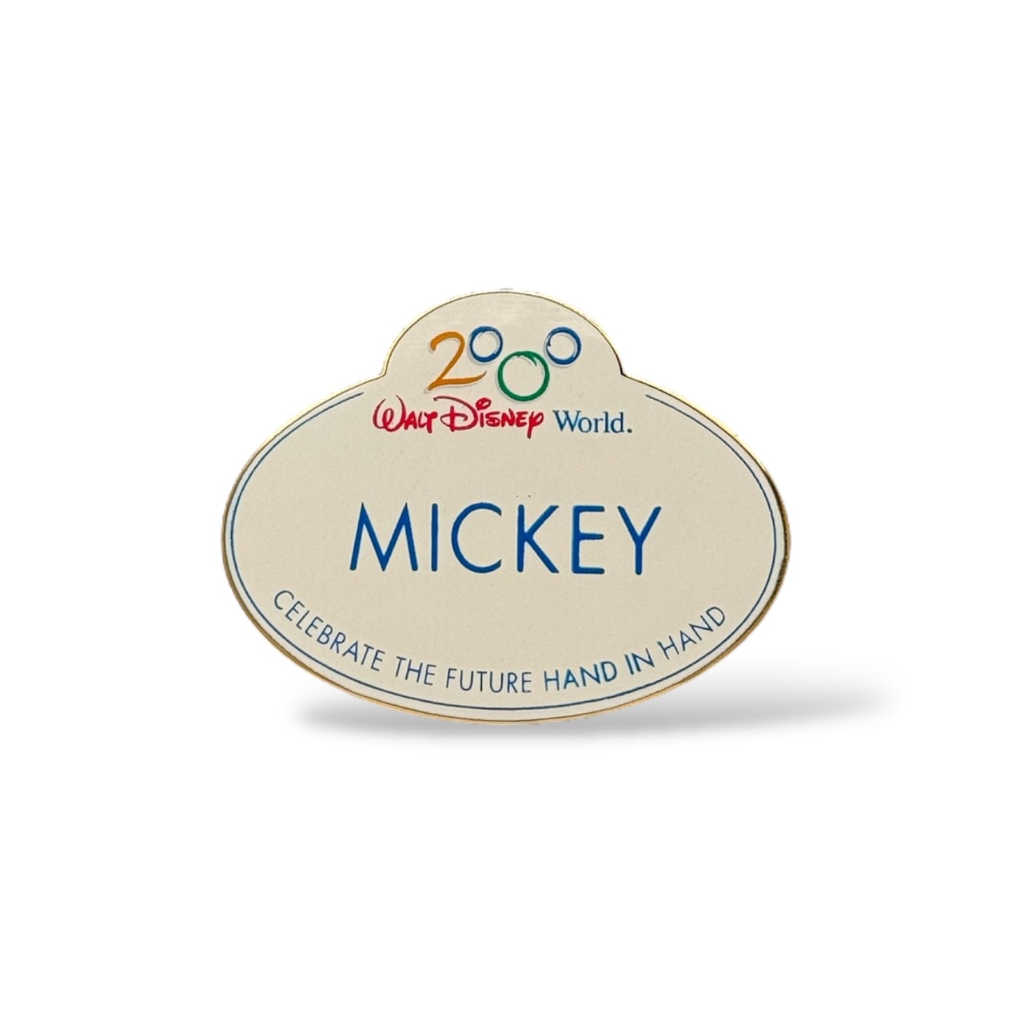DEC Celebrate Future Hand in Hand Mickey Name Tag Pin