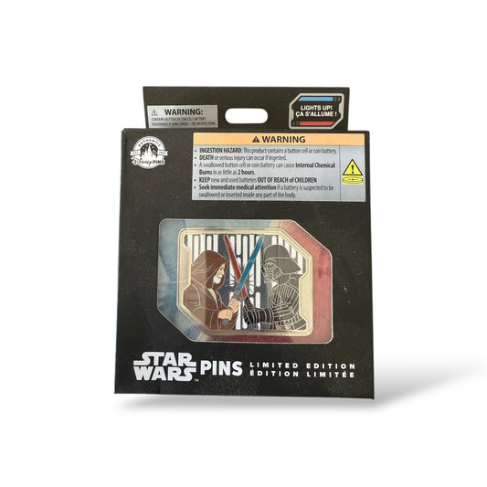 Disney Store Obi-Wan Kenobi and Darth Vader Lightsaber Duel Light-Up Jumbo Pin