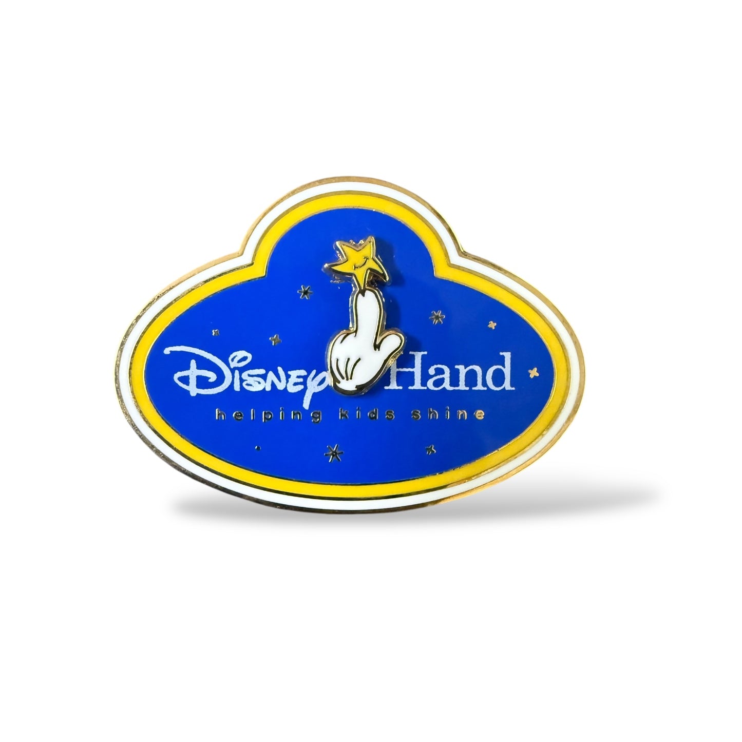 DEC Disney Hand Helping Kids Shine Name Tag Pin
