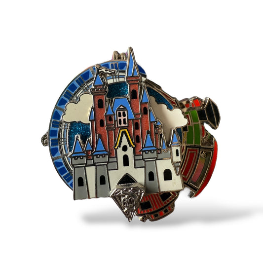 DLR 60th Anniversary Diamond Decades Collection Monorail and Train Transportation Spinner Pin