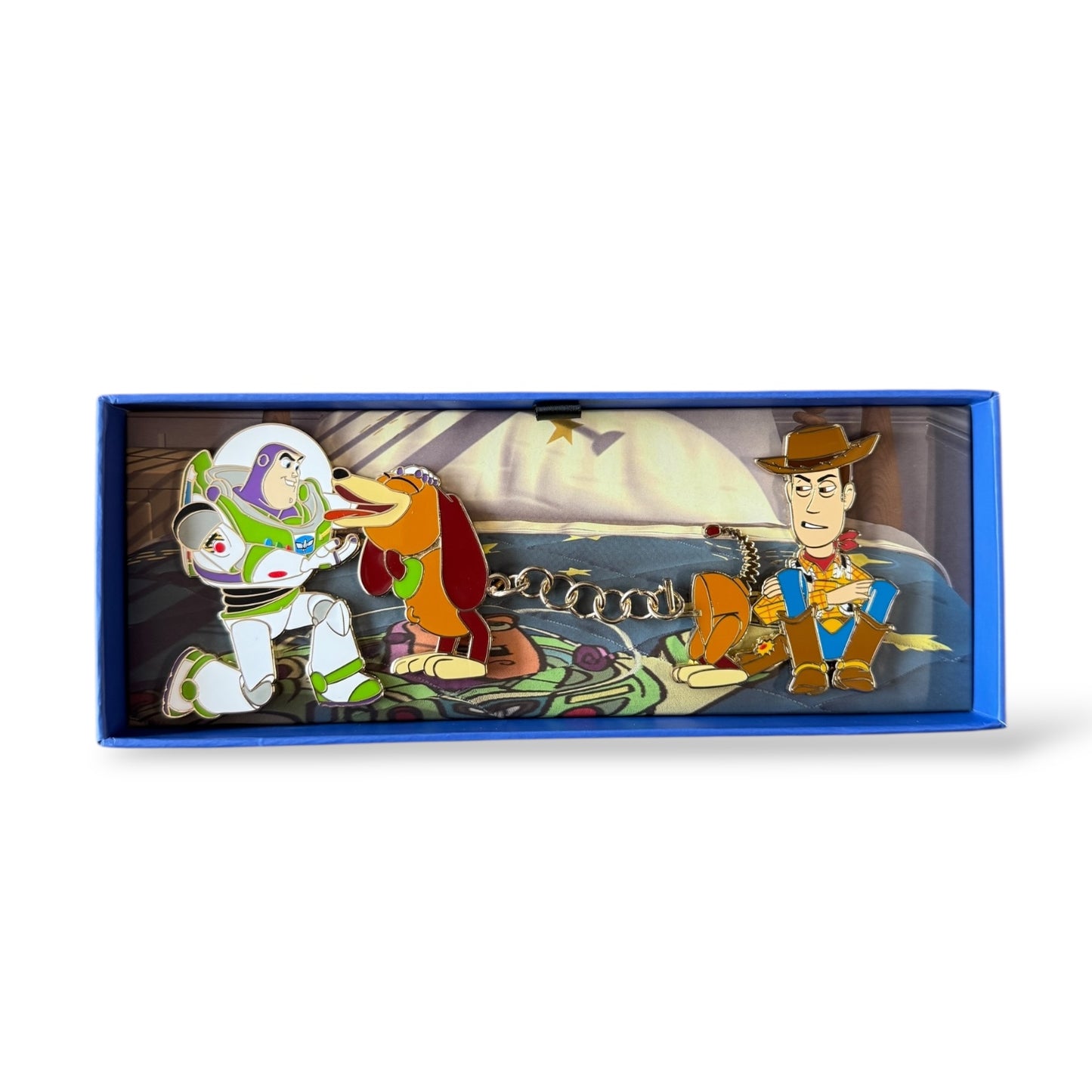 DLRP Toy Story 30 Years and Beyond Slinky Dog, Buzz, and Woody Boxed Chain Jumbo Pin