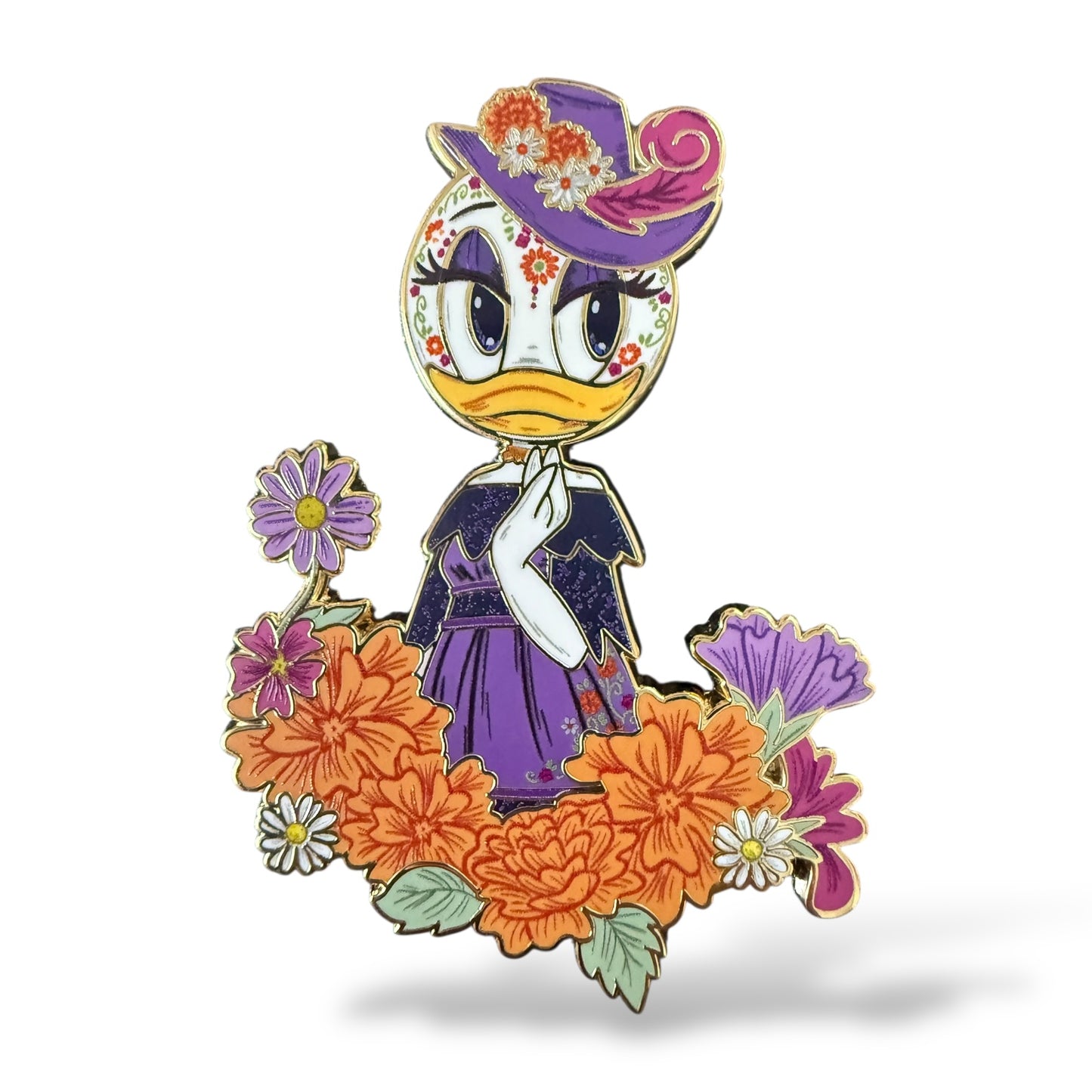 DEC Sugar Skull Day of the Dead Daisy Pin