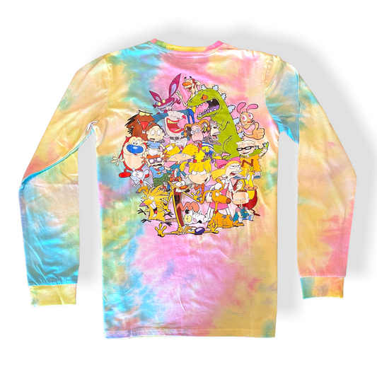 Cakeworthy Nickelodeon 90’s Rainbow Tie Dye Long Sleeve T-Shirt