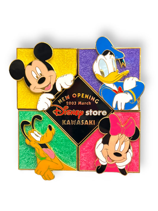 Japan Disney Store Kawasaki Grand Opening Mickey and Friends 5 Pin Set