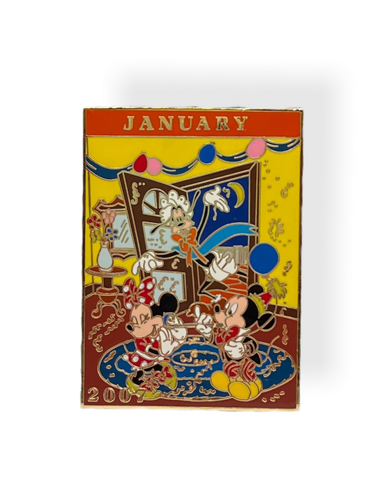 Disney Shopping Calendar 2007 January Mickey, Minnie, & Goofy Pin