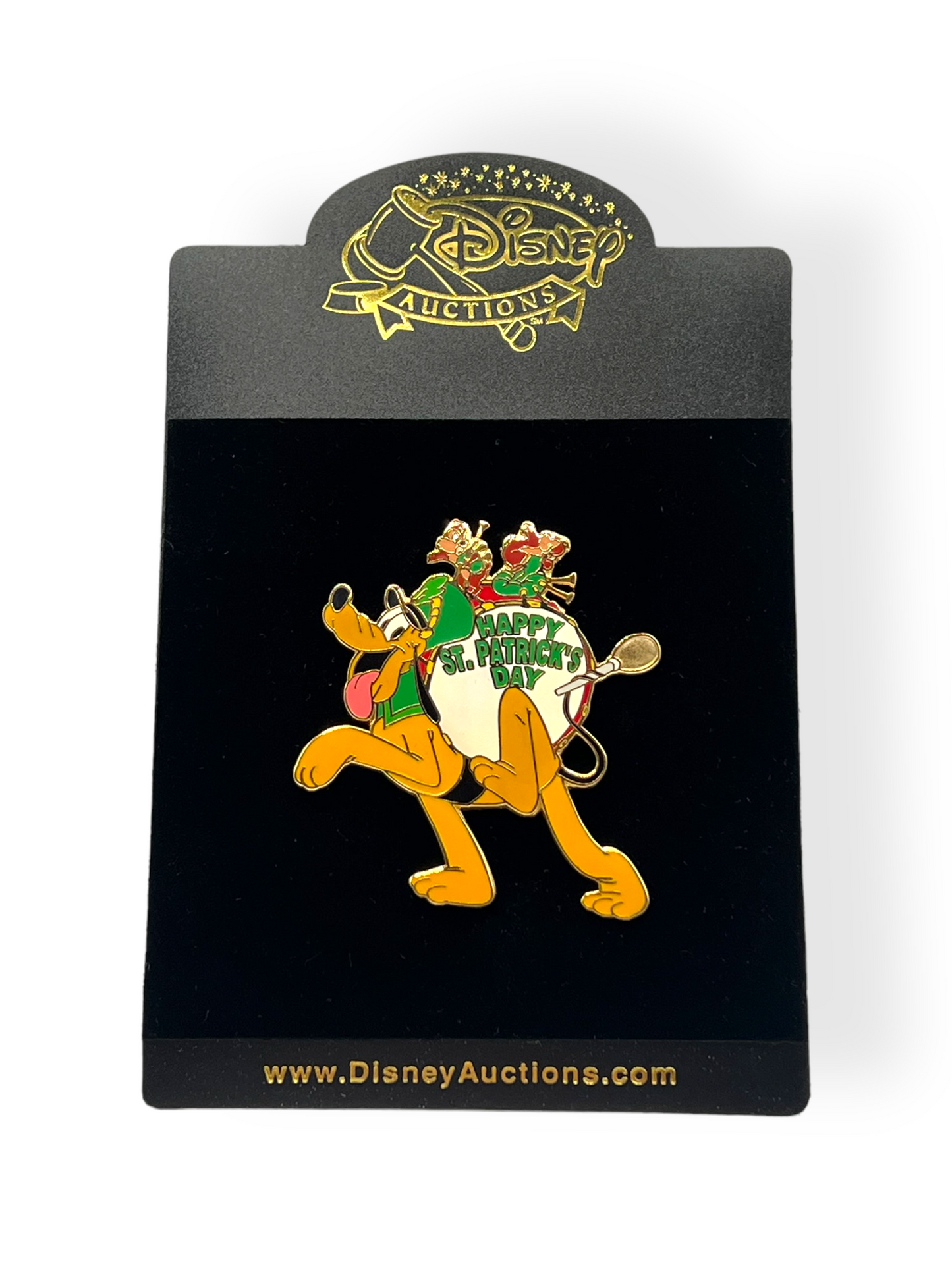 Disney Auctions St. Patrick’s Day Pluto With Chip n' Dale Pin