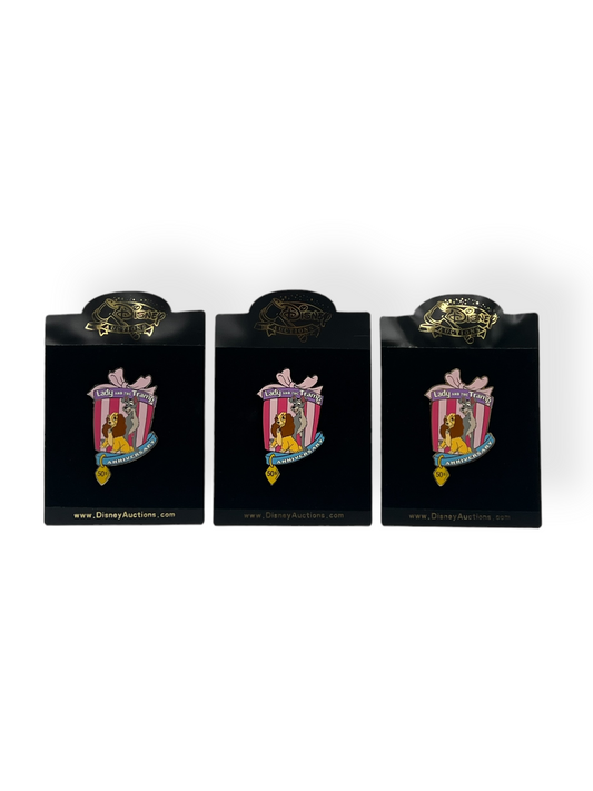 Artist Proof Disney Auctions 50th Anniversary Lady and The Tramp 3 Pin Set