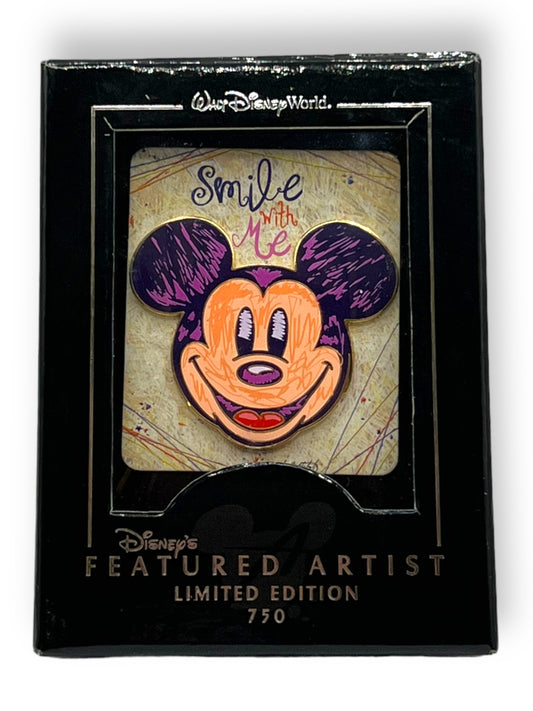 WDW Featured Artist Collection Mickey Smile With Me Jumbo Pin